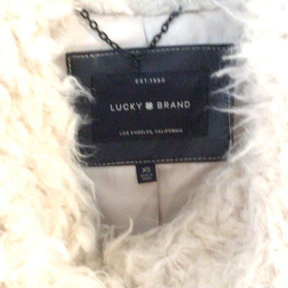 Lucky Brand Shaggy Cream Coat Sz XS - Picture 3 of 6